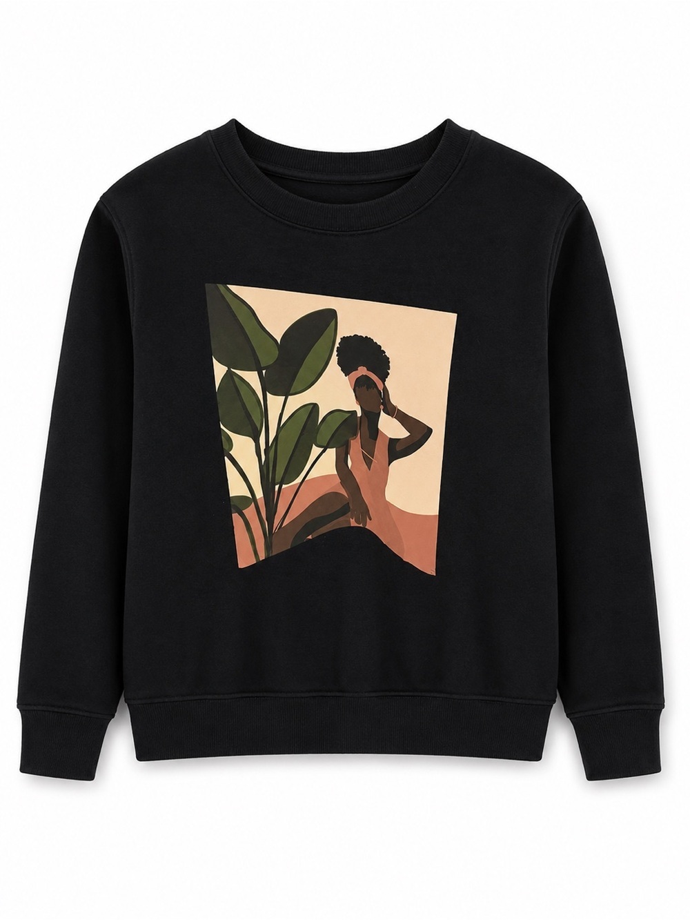 Graphic Sweatshirt Natural Hair Art Crewneck Pullover Size Small